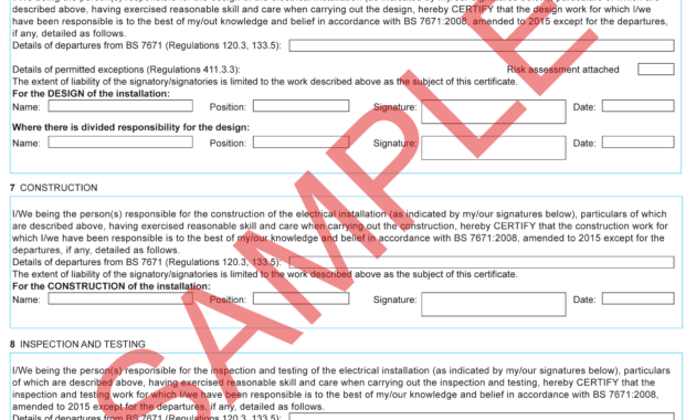 Electrical Minor Works Certificate Template