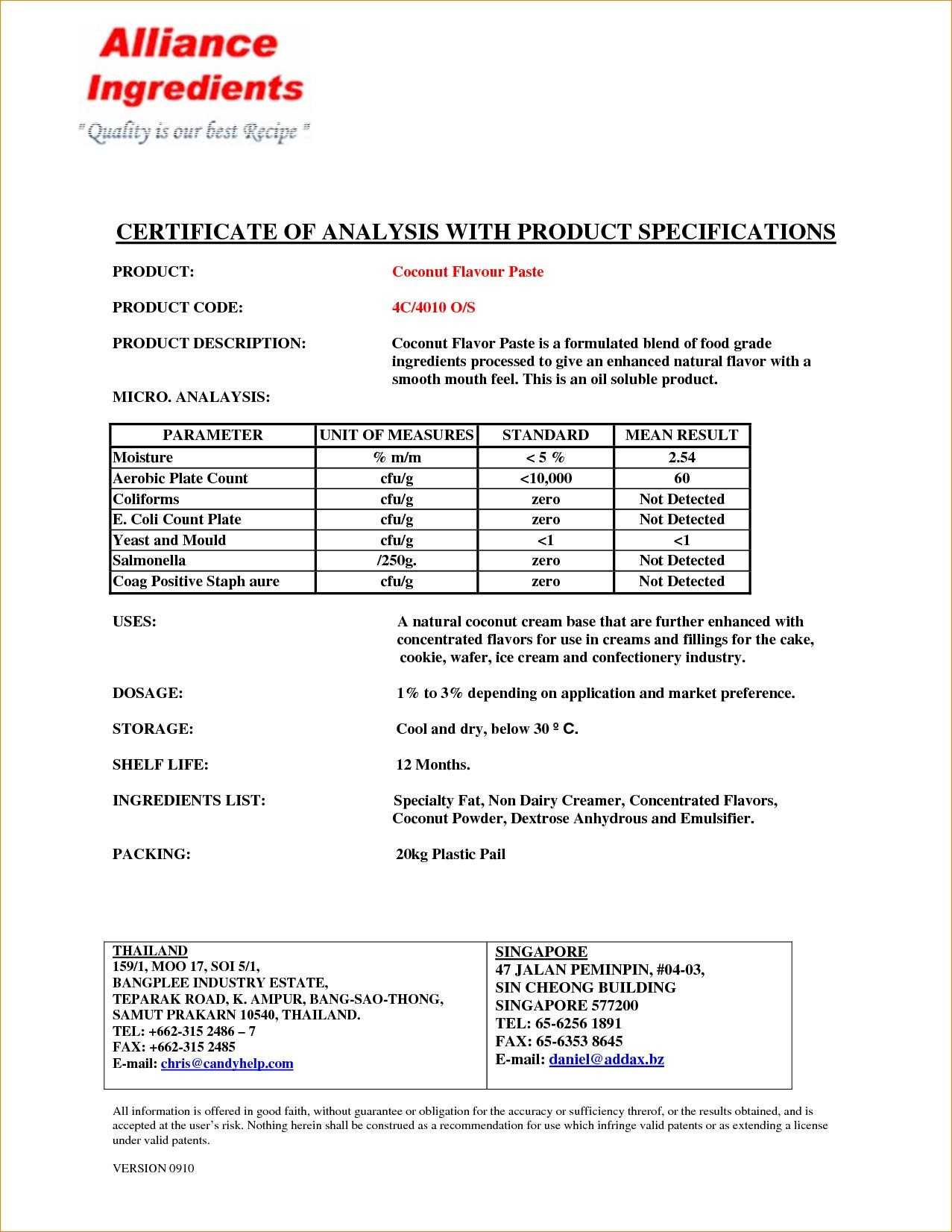 Certificates: Excellent Certificate Of Analysis Template With Regard To Certificate Of Analysis Template
