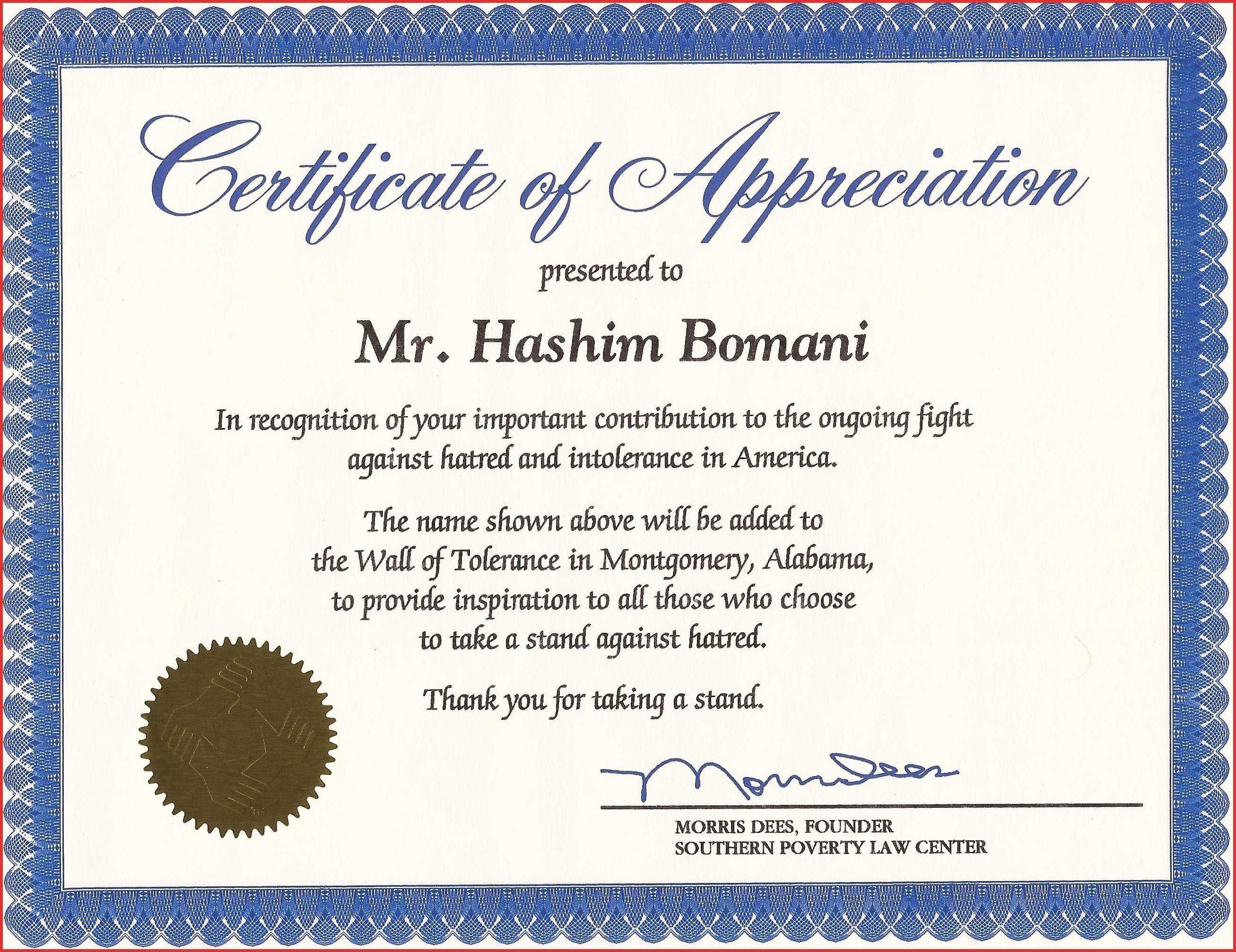 Certificates: Popular Certificate Of Appreciation Template For Certificates Of Appreciation Template
