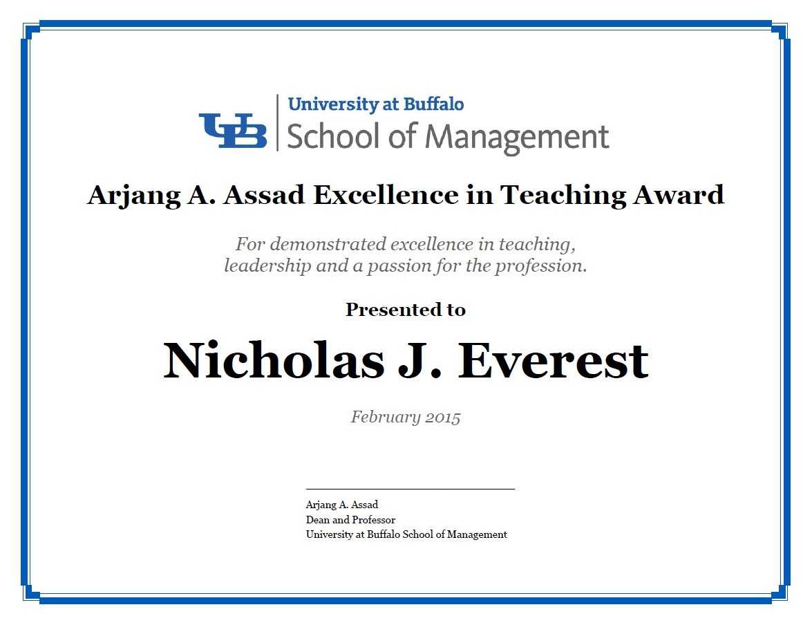 Certificates – School Of Management – University At Buffalo In Leadership Award Certificate Template