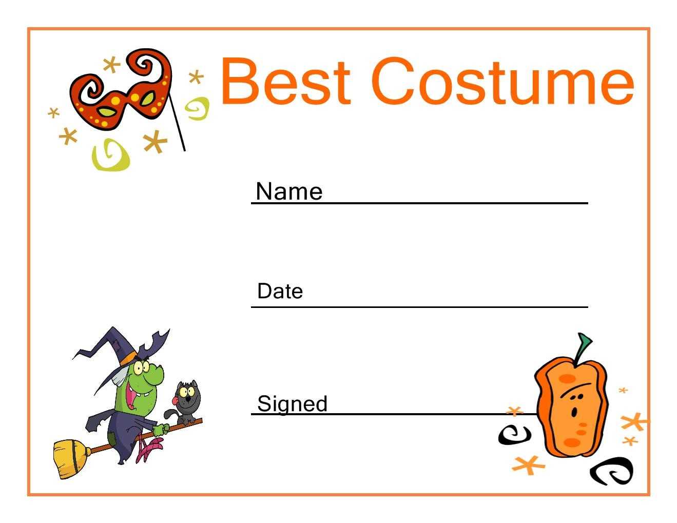 Certificates. Simple Halloween Costume Certificate Template Regarding Halloween Certificate Template