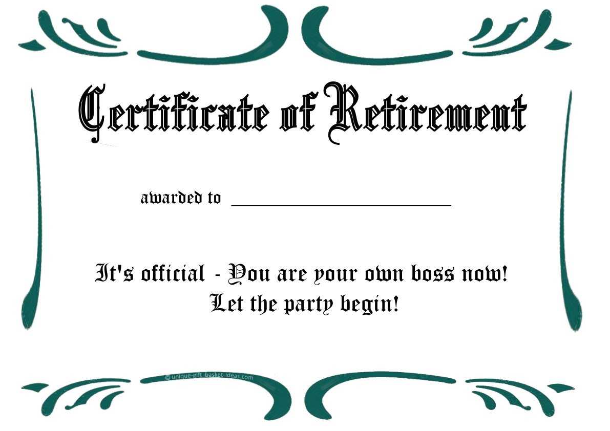 Certificates: Simple Sample Retirement Certificate Template Intended For Free Funny Certificate Templates For Word