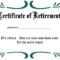 Certificates: Simple Sample Retirement Certificate Template Pertaining To Retirement Certificate Template