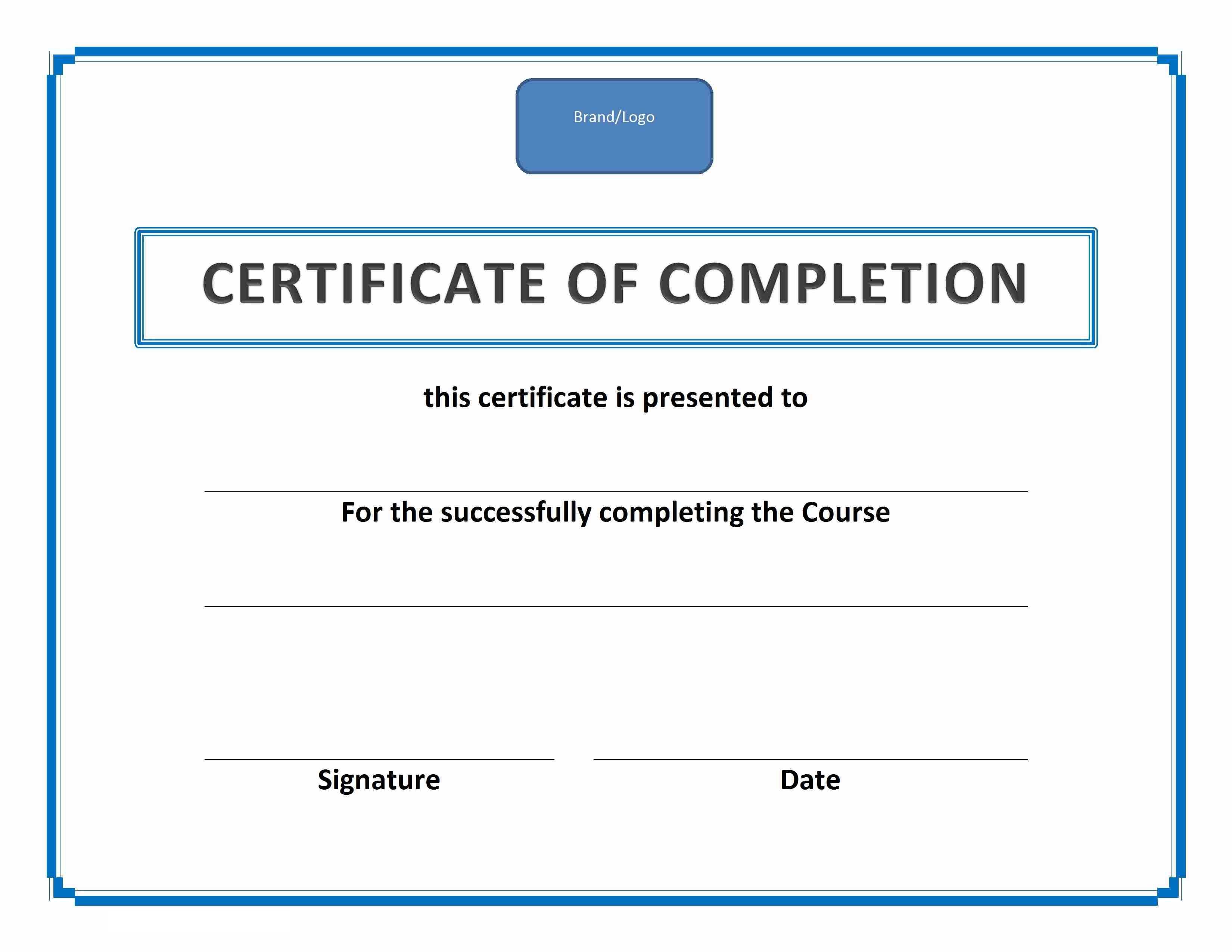 Certificates: Stunning Free Certificate Of Completion In Free Certificate Of Completion Template Word