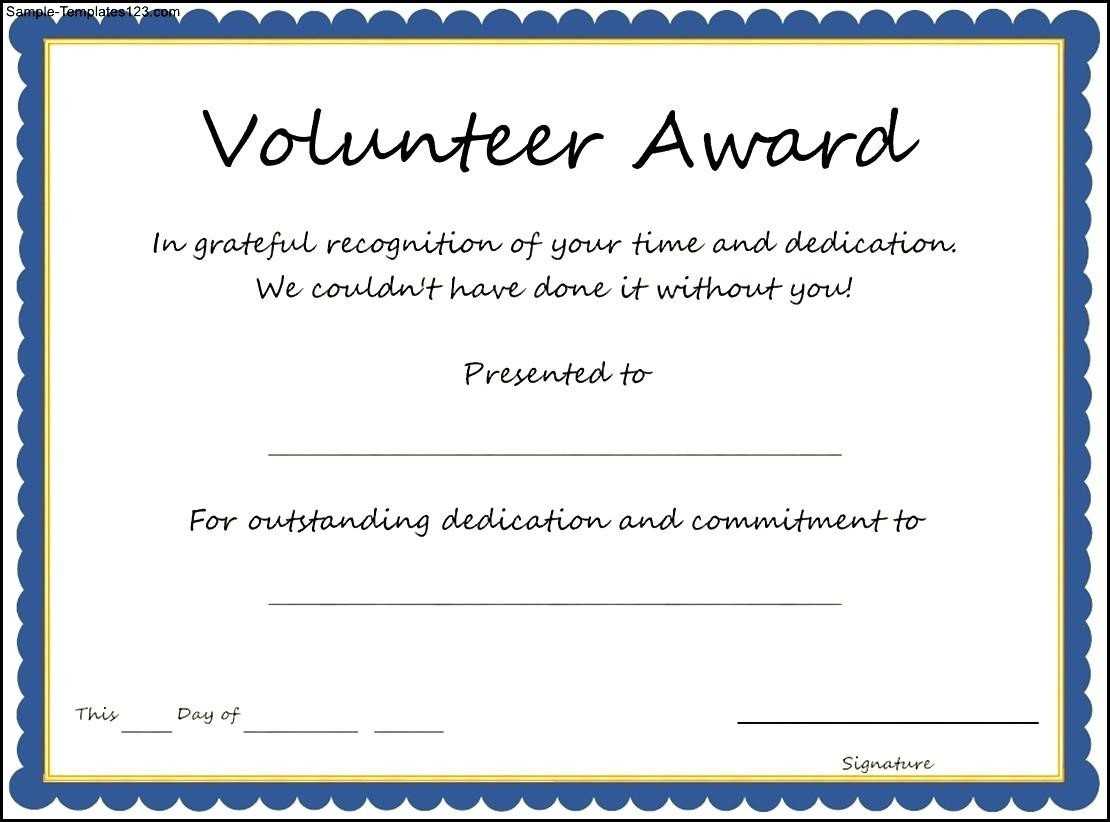 Certificates: Stylish Volunteer Certificate Template Sample Pertaining To Volunteer Award Certificate Template
