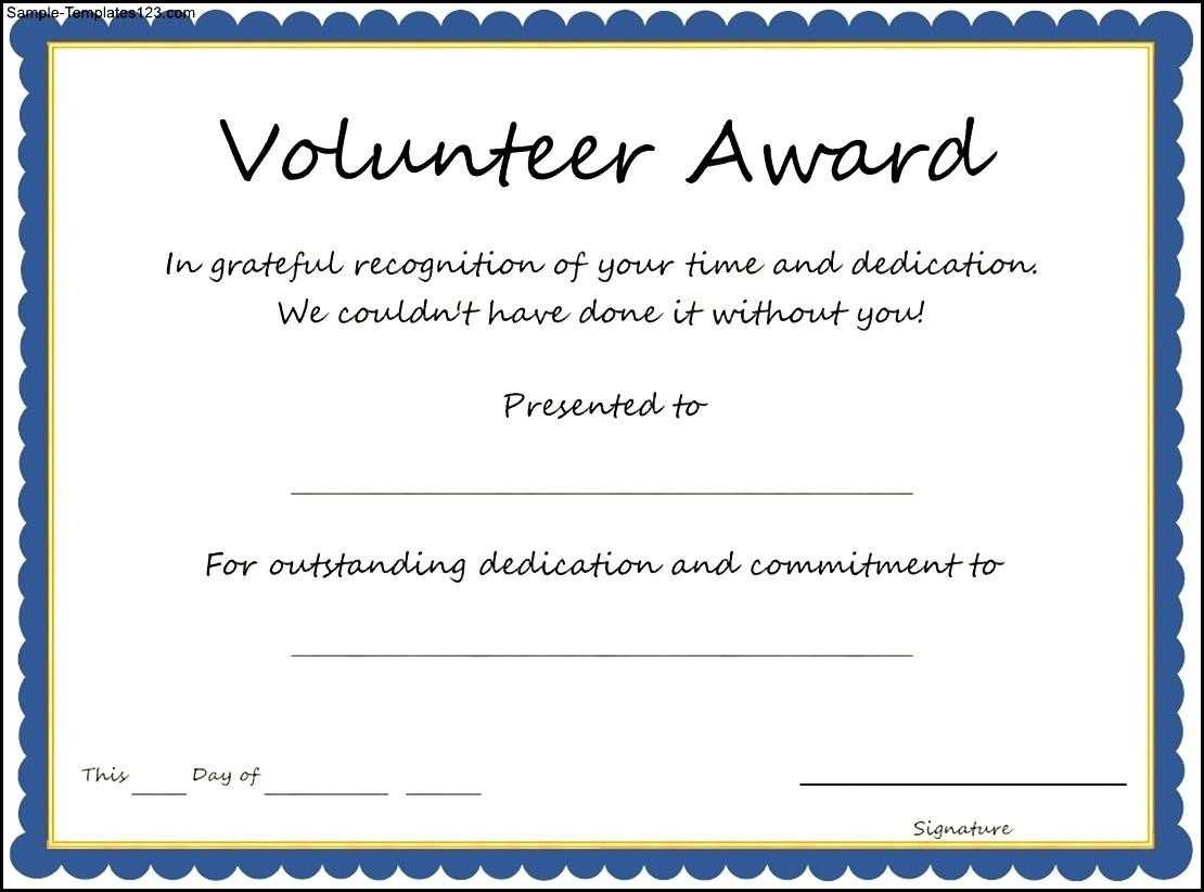 Certificates: Stylish Volunteer Certificate Template Sample Throughout Volunteer Of The Year Certificate Template