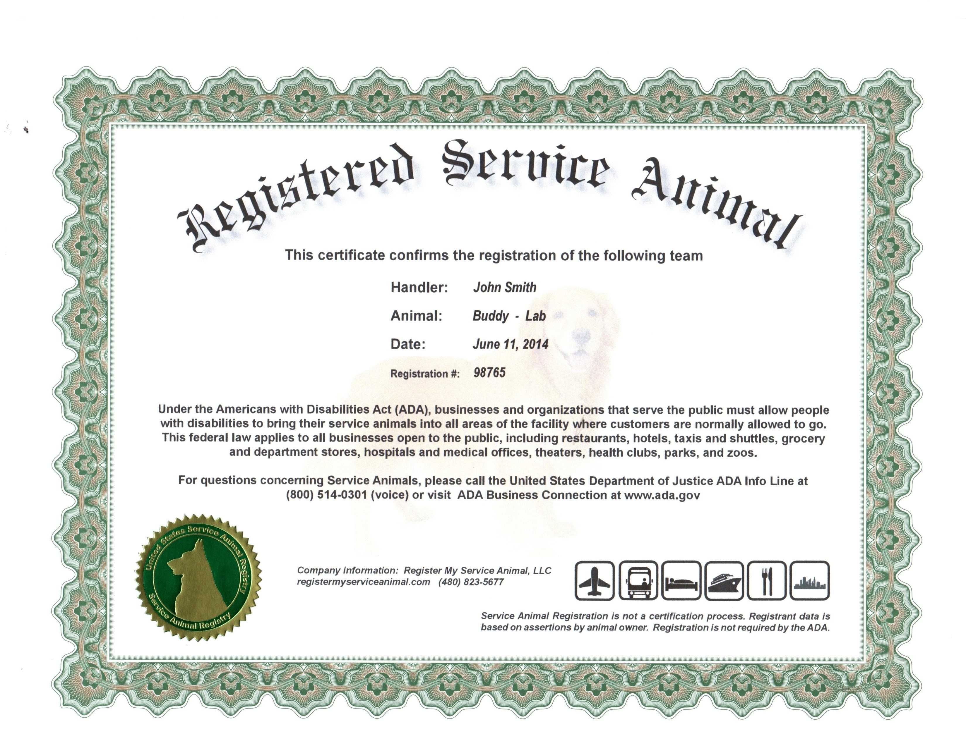 Certificates. Terrific Service Dog Certificate Template With Service Dog Certificate Template