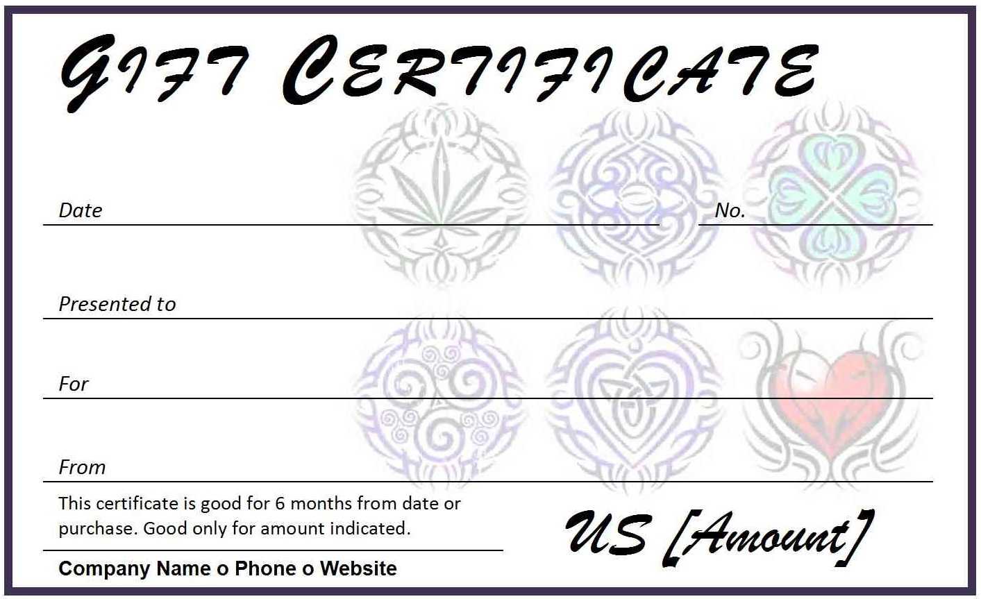 Certificates. Wonderful Tattoo Gift Certificate Template Pertaining To Tattoo Gift Certificate Template