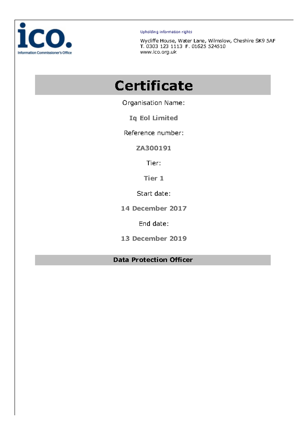 Certifications | Team Recycling Throughout Certificate Of Disposal Template