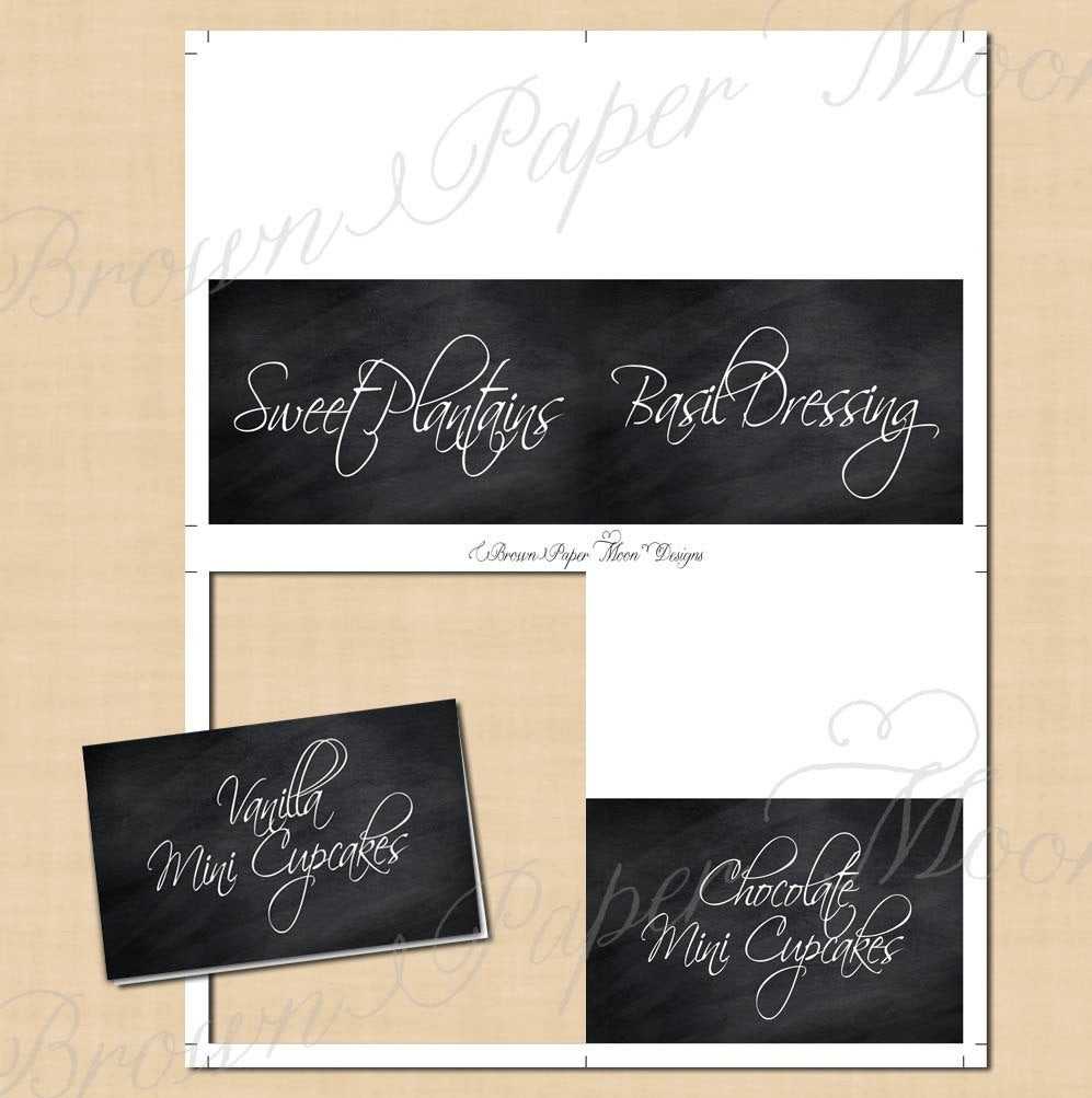 Chalkboard Food Tent, Wedding Buffet, Dessert, Candy Table: Text Editable,  Printable On Avery® 5820, Paper Source Tents, Instant Download Intended For Paper Source Templates Place Cards