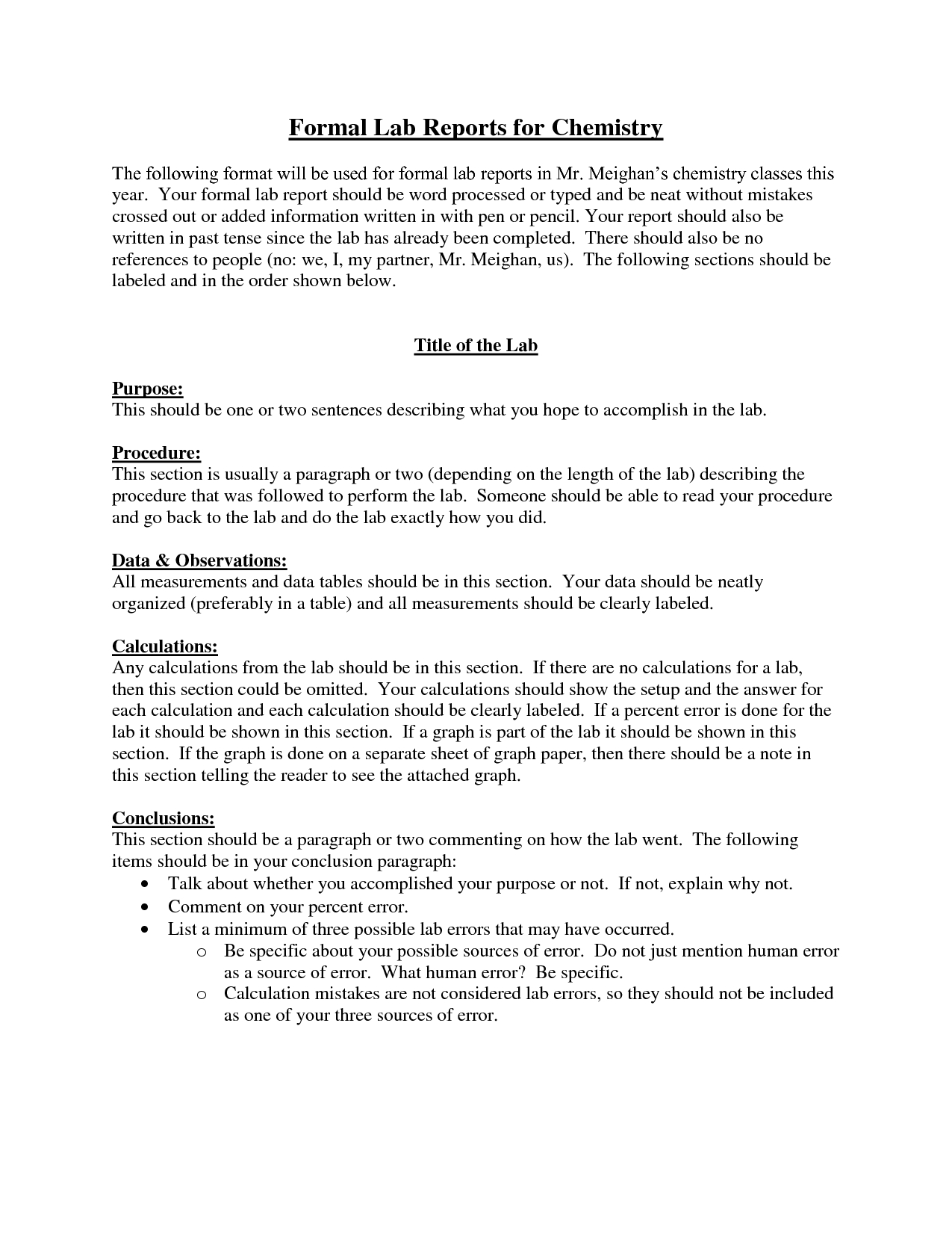 Chemistry Formal Lab Report Format | Challenge Iii | Lab With Formal Lab Report Template