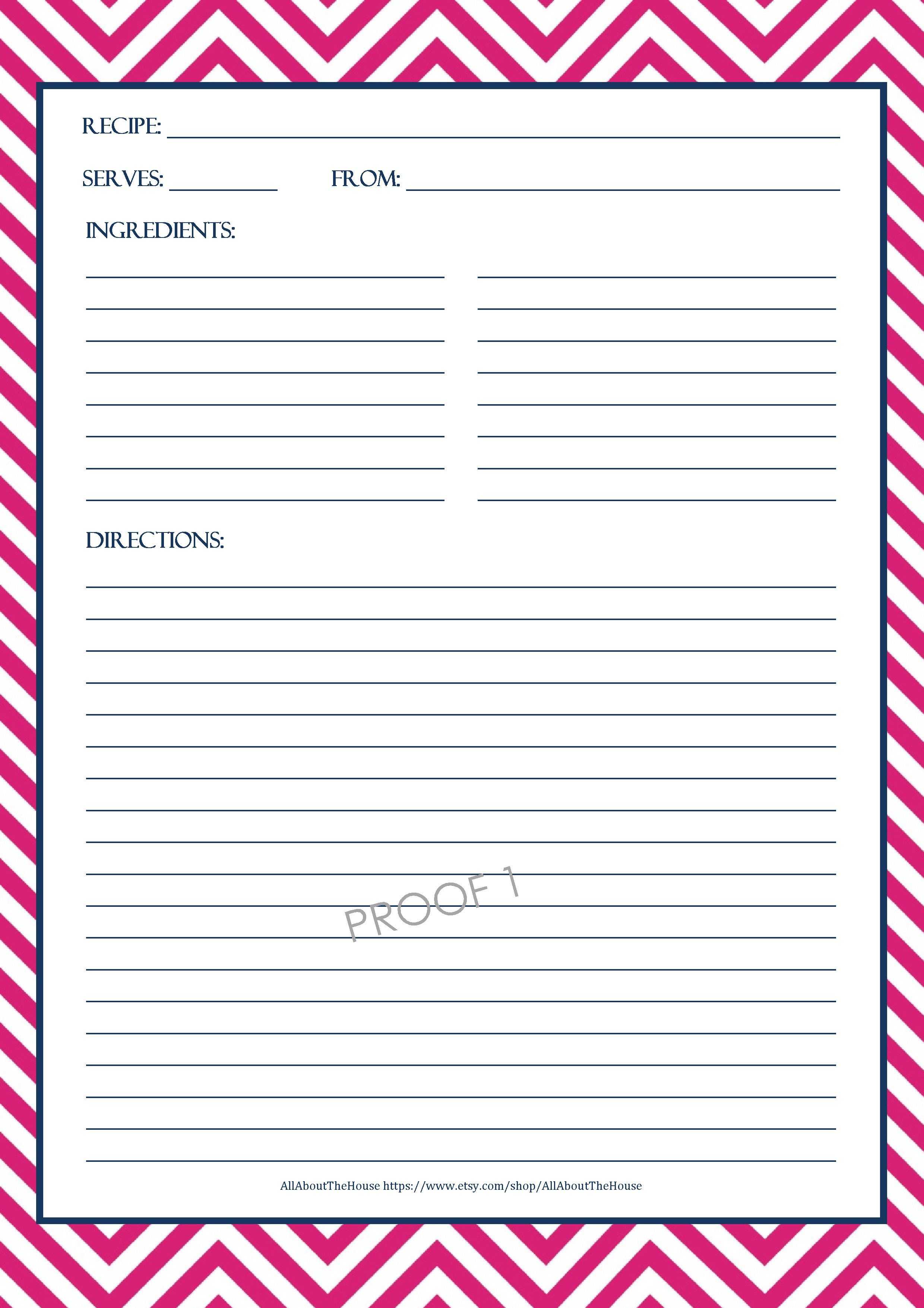 Chevron Recipe Sheet Editable | School Binder Wallpaper Pertaining To Full Page Recipe Template For Word