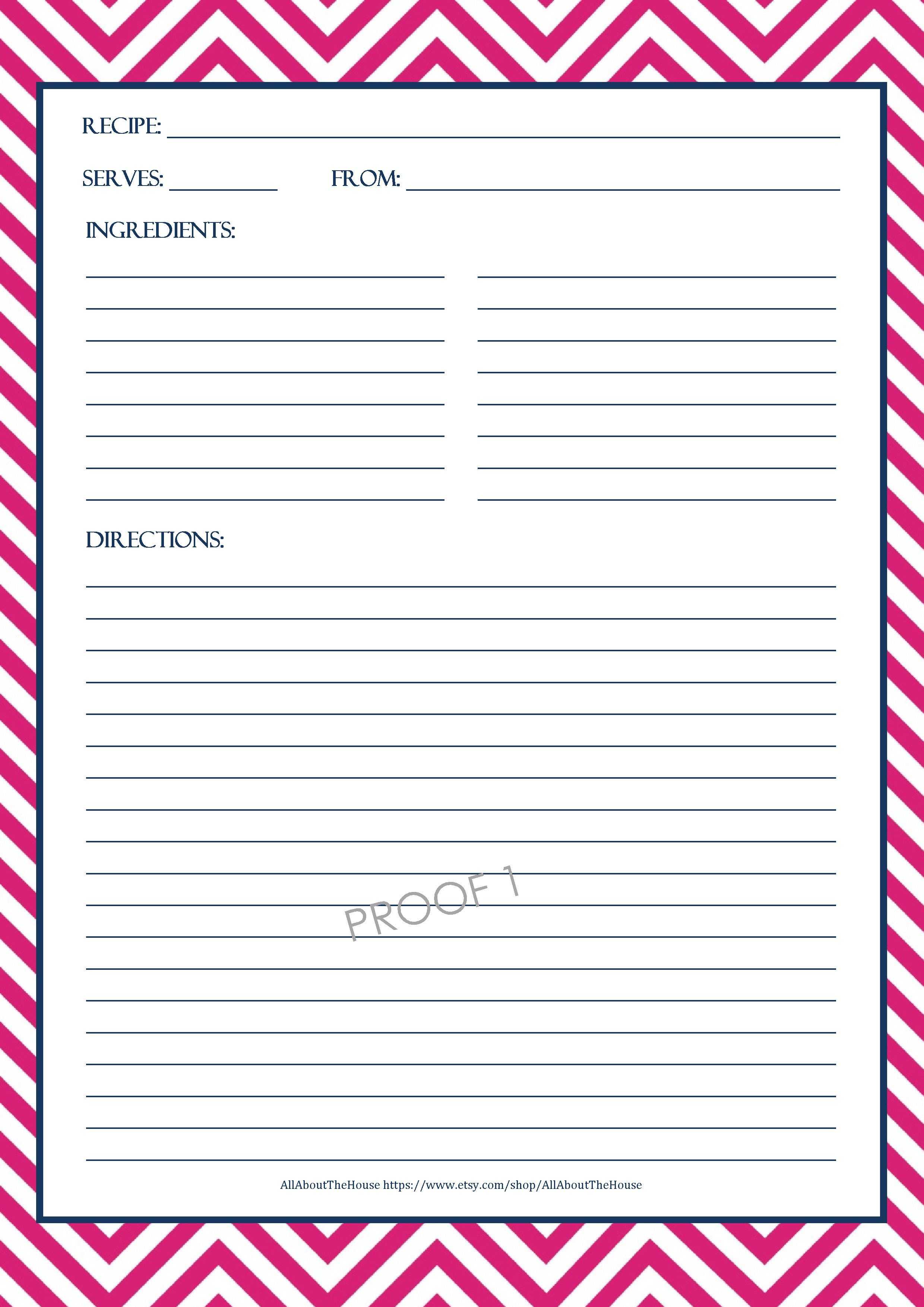 Chevron Recipe Sheet Editable | School Binder Wallpaper Within Fillable Recipe Card Template
