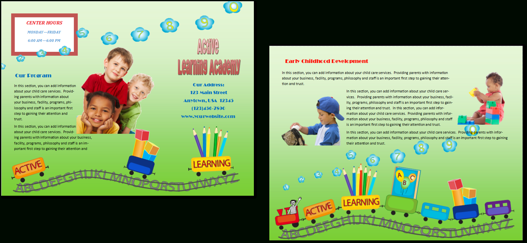 Child Care Brochure Template 16 In Daycare Brochure Template