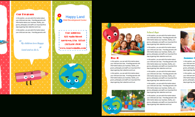 Child Care Brochure Template 22 intended for Daycare Brochure Template