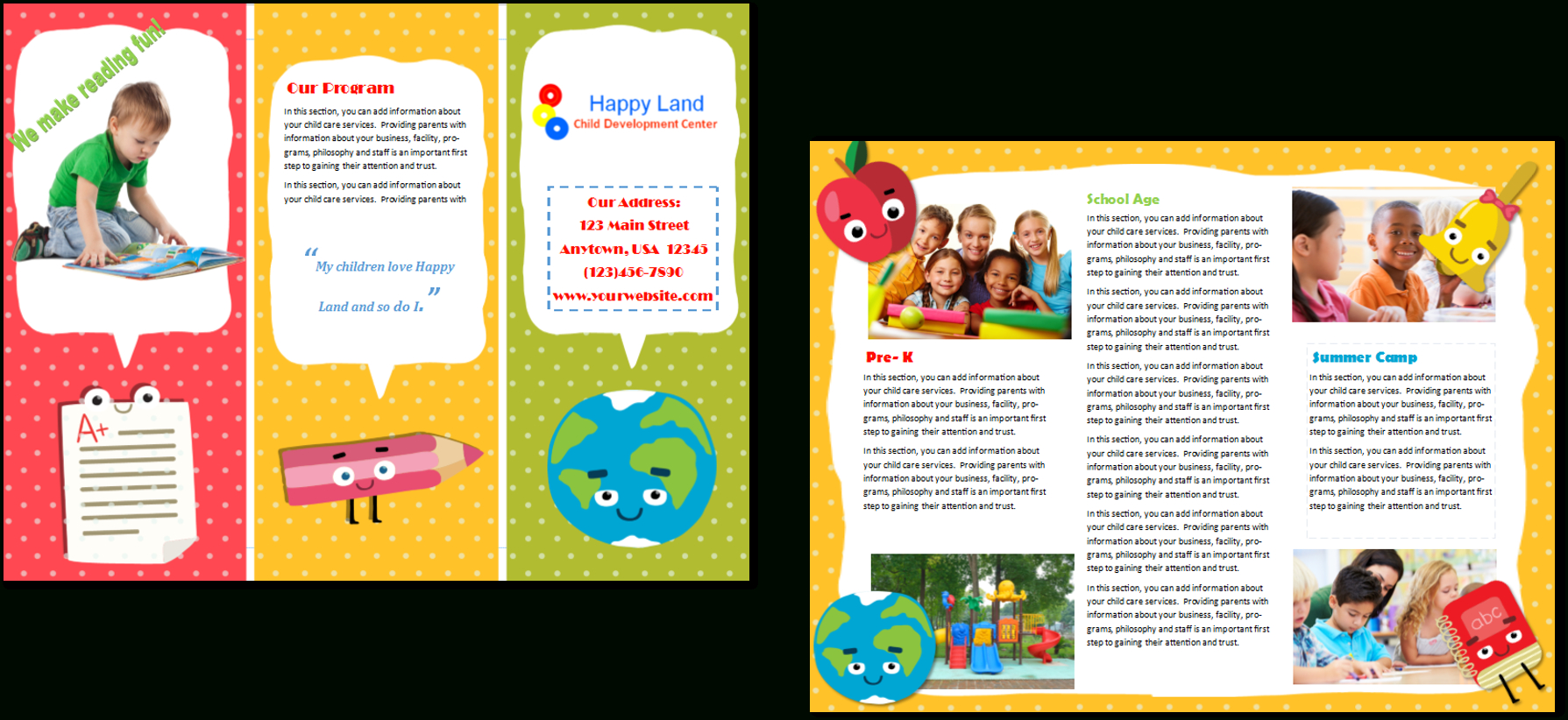 Child Care Brochure Template 22 Intended For Daycare Brochure Template