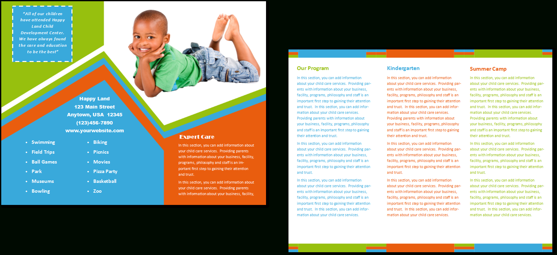 Child Care Brochure Template 26 For Daycare Brochure Template