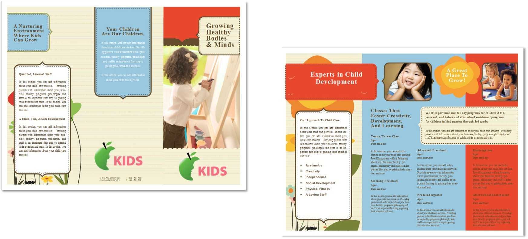 Child Care Brochure Template 6 With Regard To Daycare Brochure Template