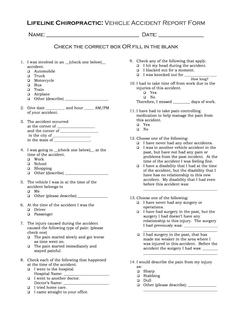 Chiropractic Accident Report Form – Fill Online, Printable Within Chiropractic X Ray Report Template