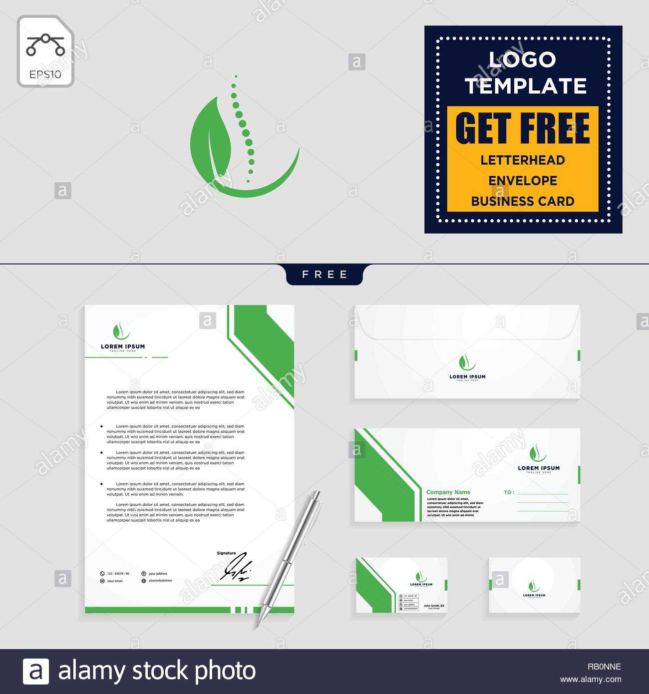 Chiropractic Leaf Logo Template Vector Illustration And For Business Card Letterhead Envelope Template