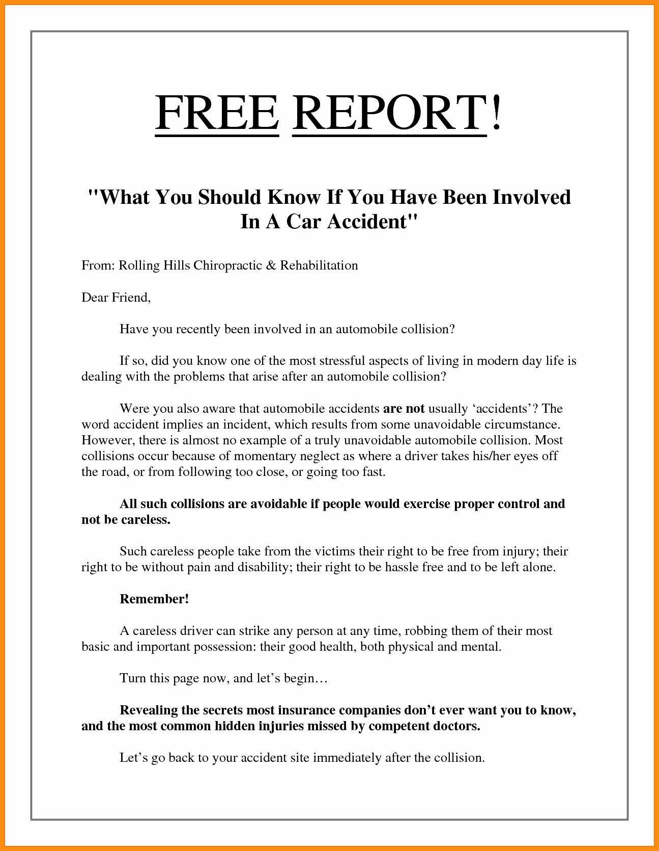 Chiropractic Personal Injury Report Template | Bassafriulana Pertaining To Accident Report Form Template Uk