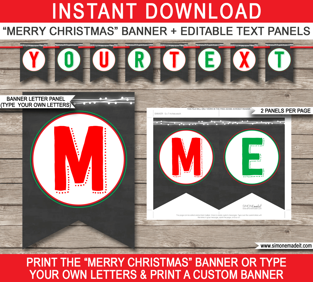 Christmas Chalkboard Banner Template – Red & Green With Regard To Merry Christmas Banner Template