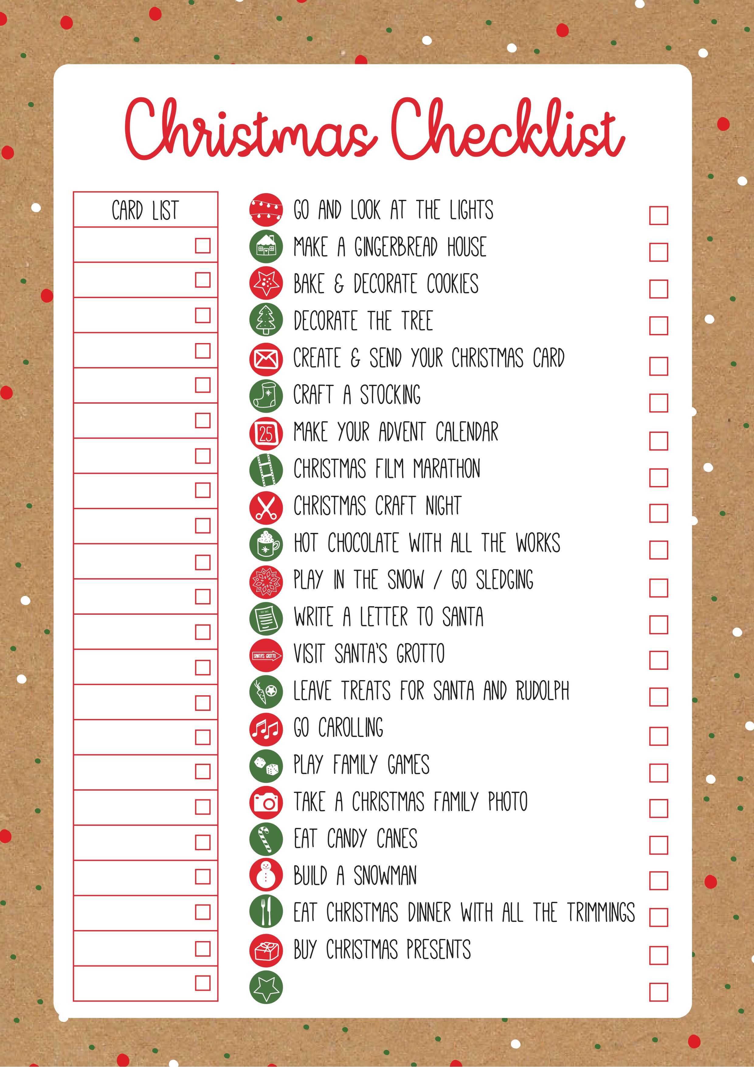 Christmas Checklist Template | Event Planning | Christmas Throughout Christmas Card List Template