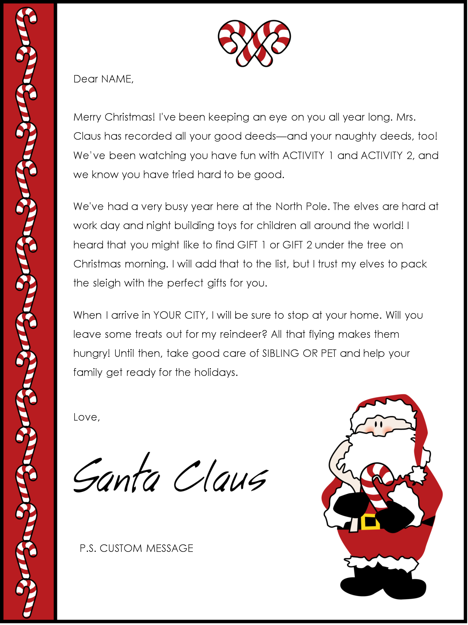 Christmas Letter Borders And Templates Letter Templates Intended For Letter From Santa Template Word