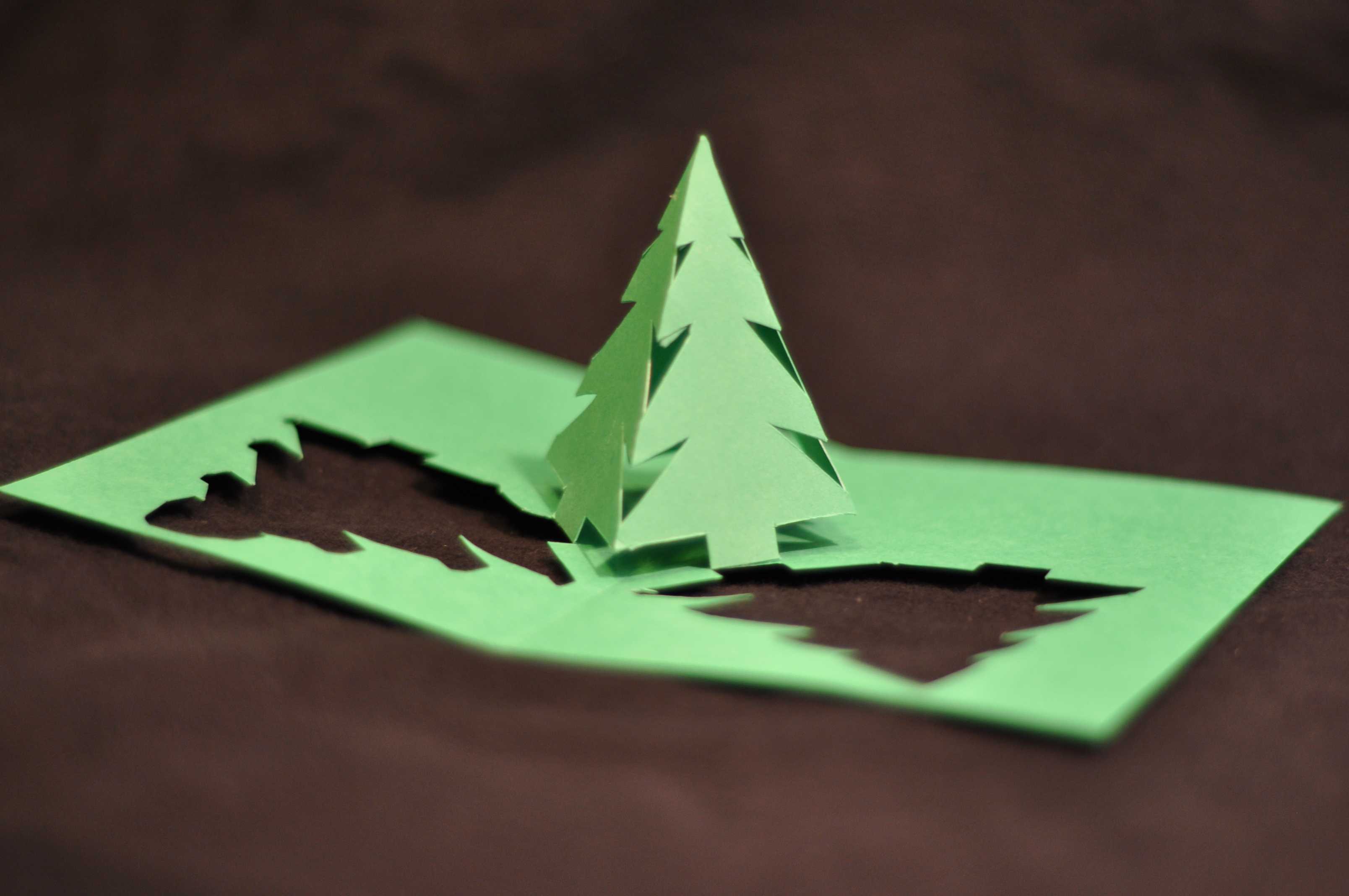 Christmas Pop Up Card: Simple Pyramid Tree Tutorial For Pop Up Tree Card Template