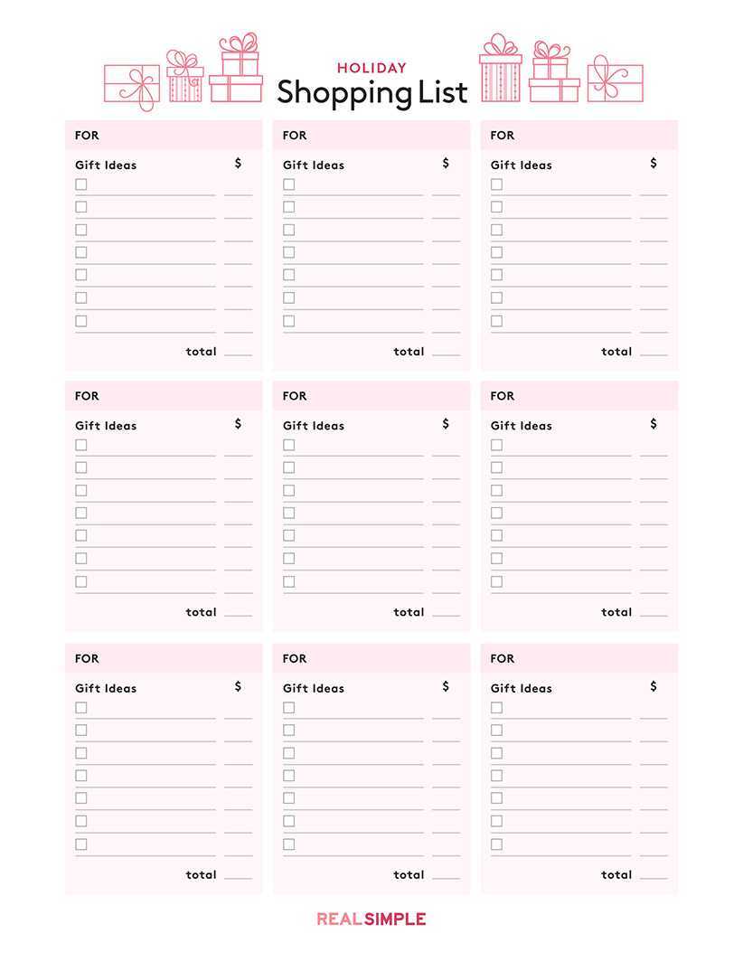 Christmas Shopping List Template | Real Simple Inside Christmas Card List Template