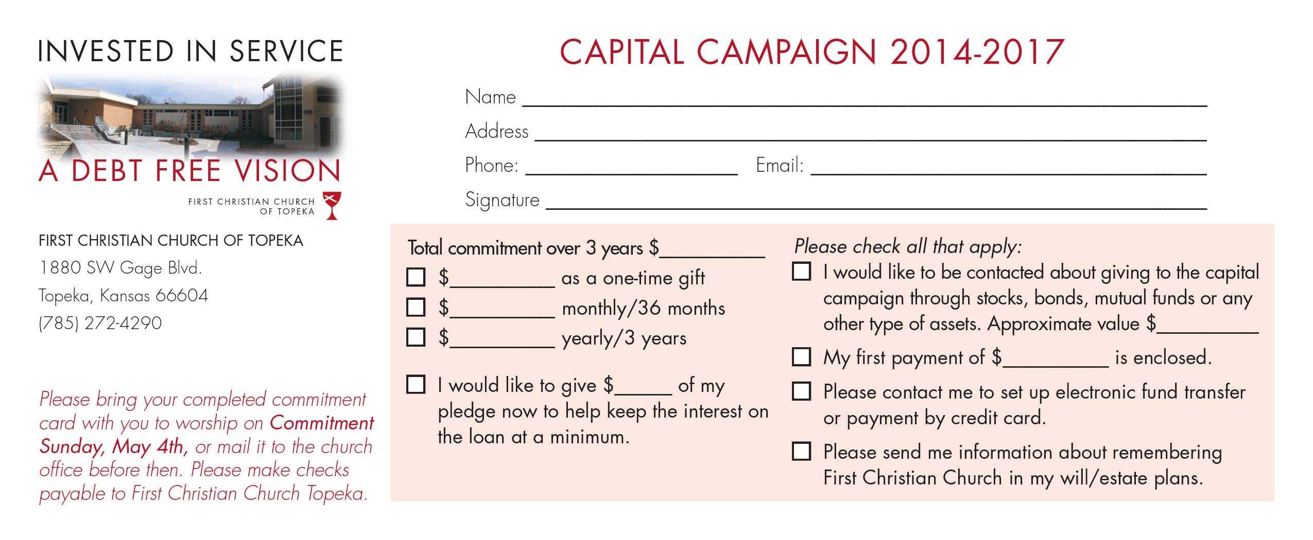 Church Capital Campaign Pledge Card Samples With Regard To Pledge Card Template For Church