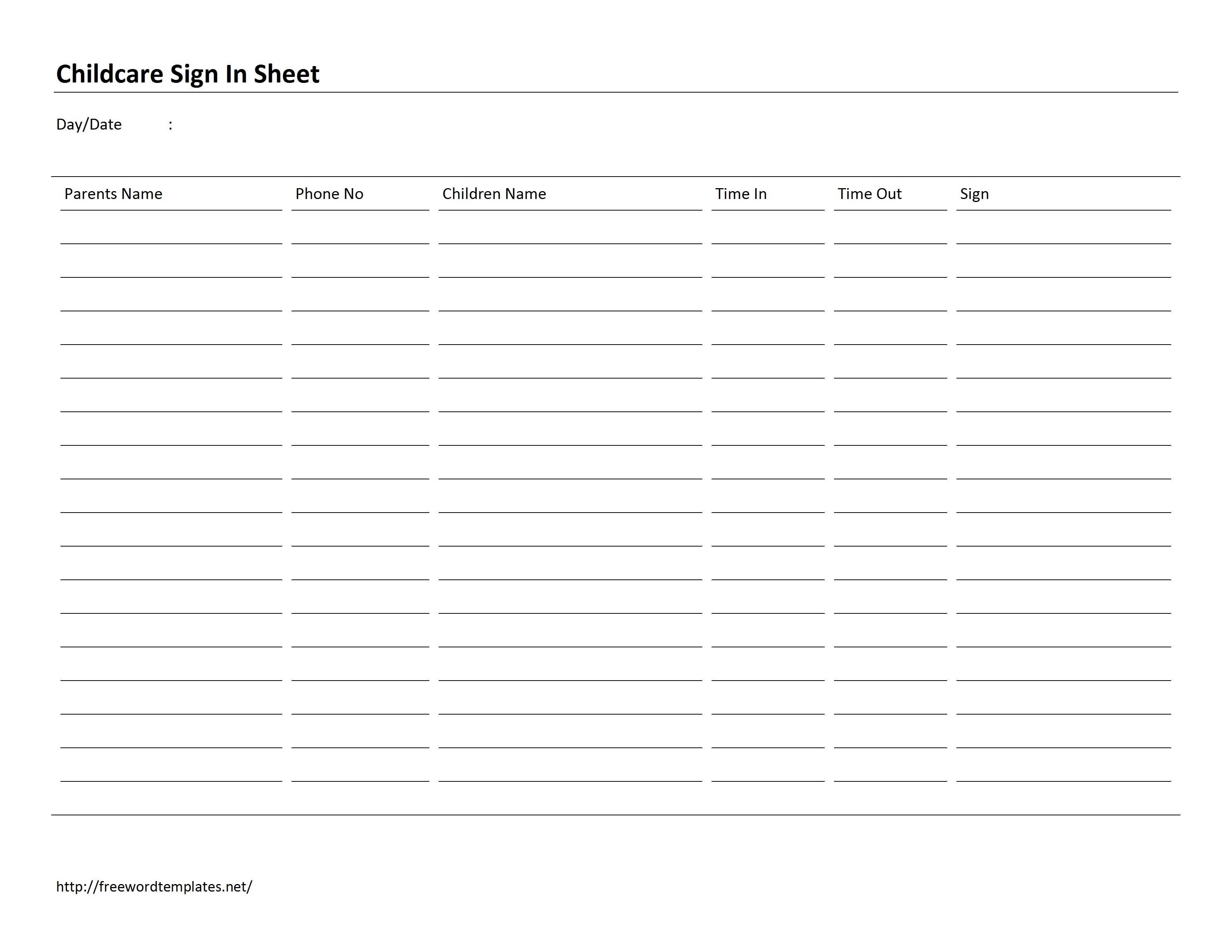 Church Daycare Sign In Sheet – Google Search | Lo's | Sign Intended For Free Sign Up Sheet Template Word