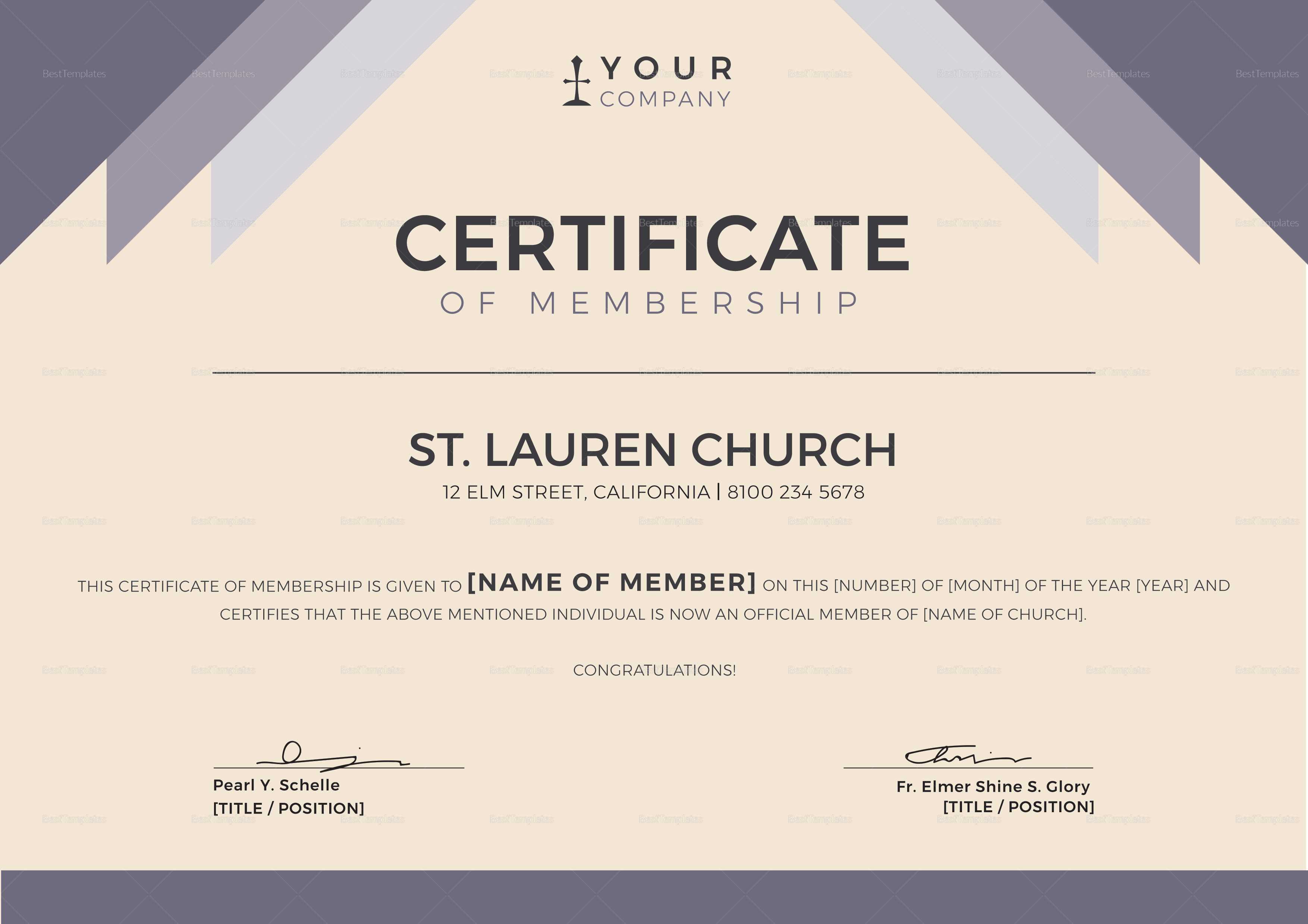 Church Membership Certificate Template For New Member Certificate Template
