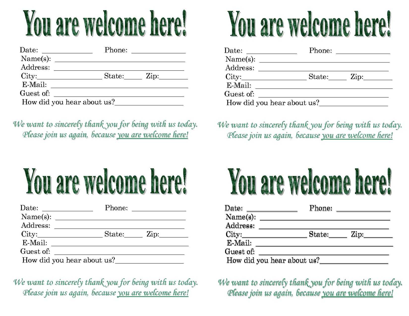 Church Visitor Card Template One Checklist That You Should Regarding Church Visitor Card Template