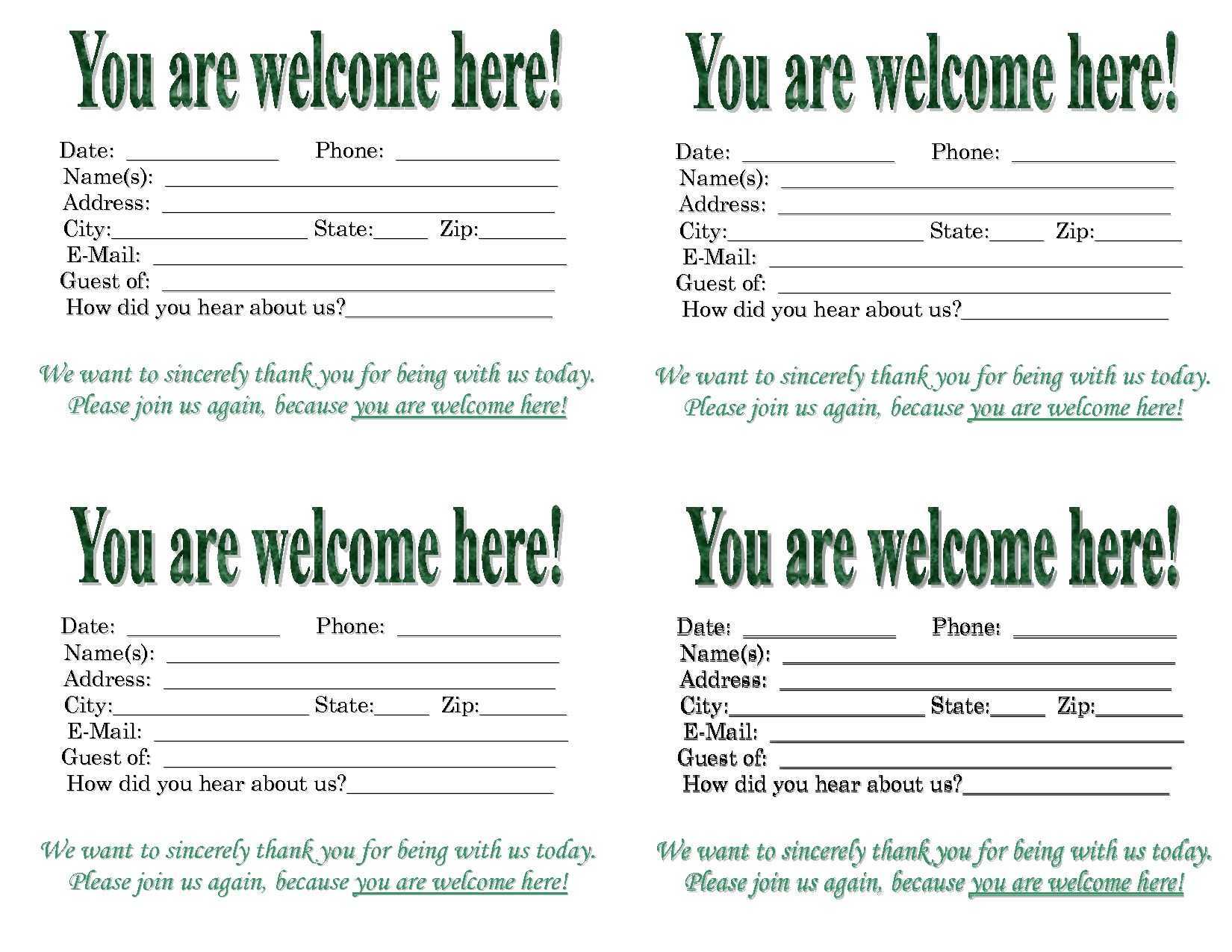 Church Visitor Card Template One Checklist That You Should Regarding Church Visitor Card Template