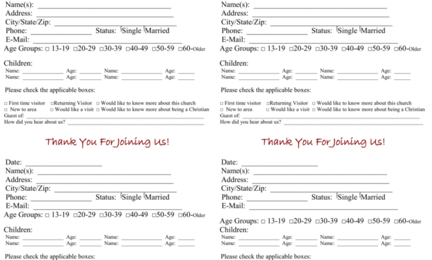 Church Visitor Card Template regarding Church Visitor Card Template