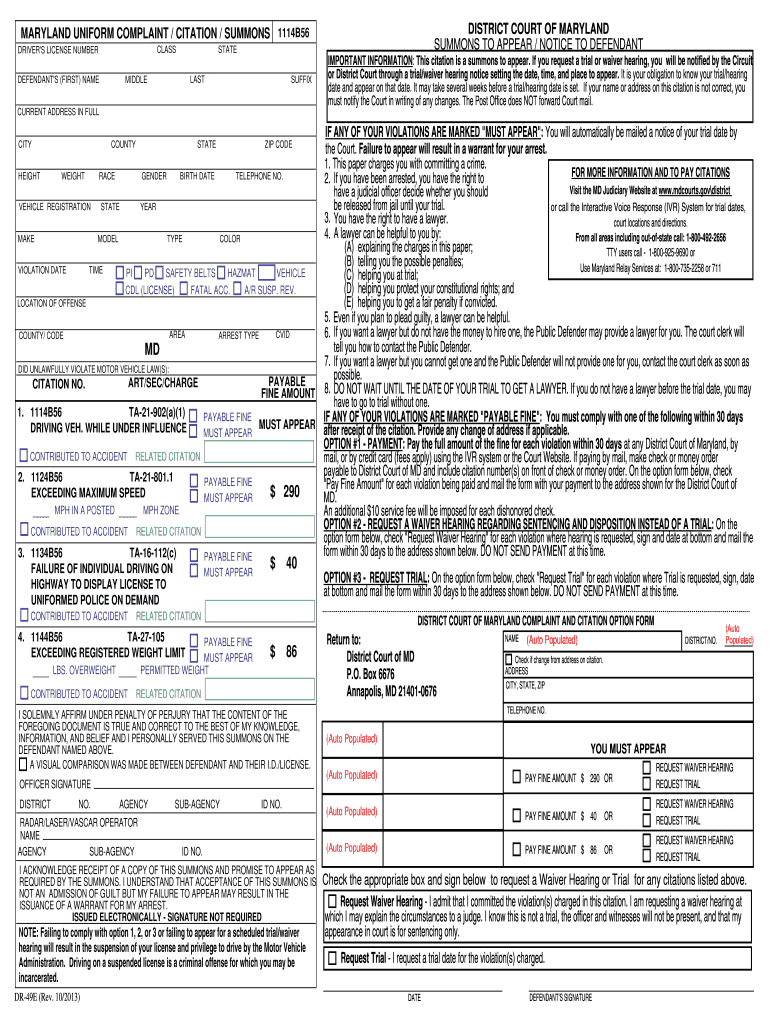 Citations Blank – Fill Online, Printable, Fillable, Blank Regarding Blank Speeding Ticket Template