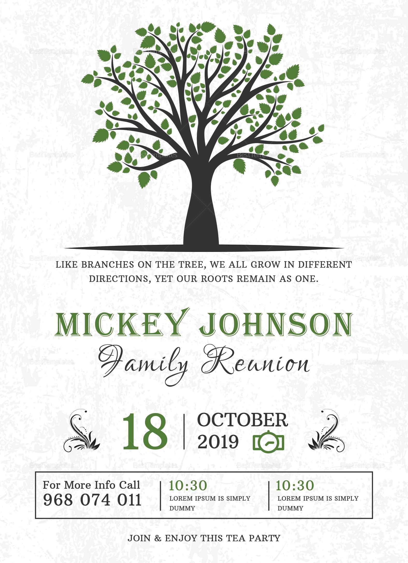 Classic Family Reunion Invitation Template Pertaining To Reunion Invitation Card Templates