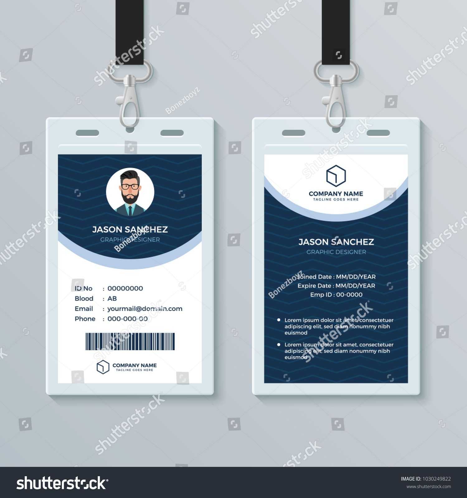 Clean And Modern Employee Id Card Design Template Employee Throughout Work Id Card Template