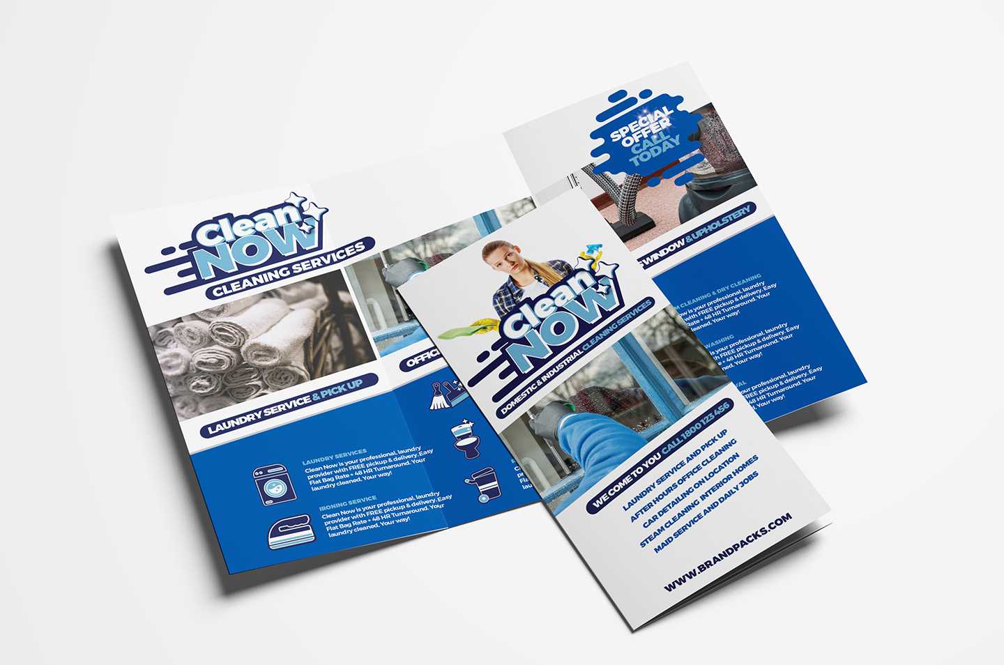 Cleaning Service Trifold Brochure Template In Psd, Ai Inside With Regard To Commercial Cleaning Brochure Templates