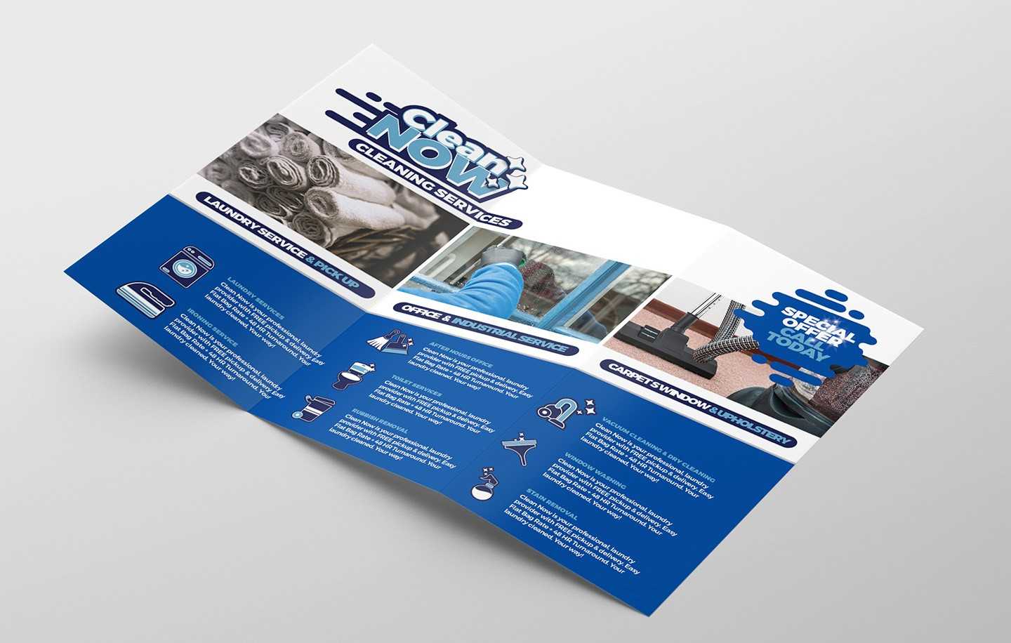 Cleaning Service Trifold Brochure Template In Psd, Ai Within Cleaning Brochure Templates Free