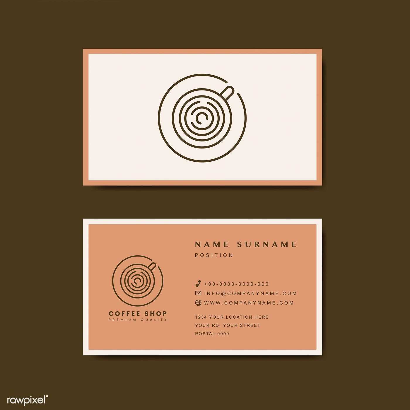 Coffee Shop Business Card Template Vector | Free Image With Coffee Business Card Template Free