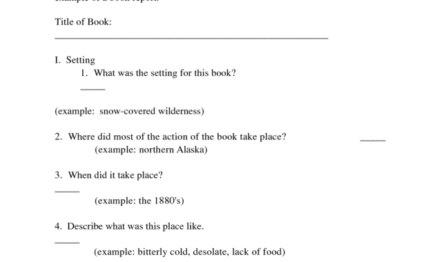 College Book Report Template | Book Report Outline Following in College Book Report Template