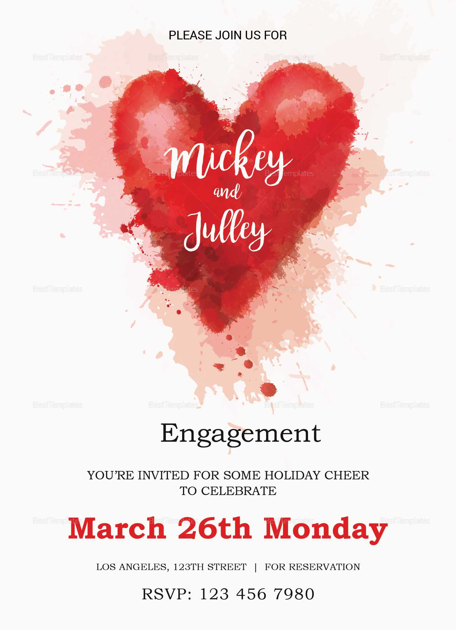 Colorful Engagement Invitation Card Template For Engagement Invitation Card Template