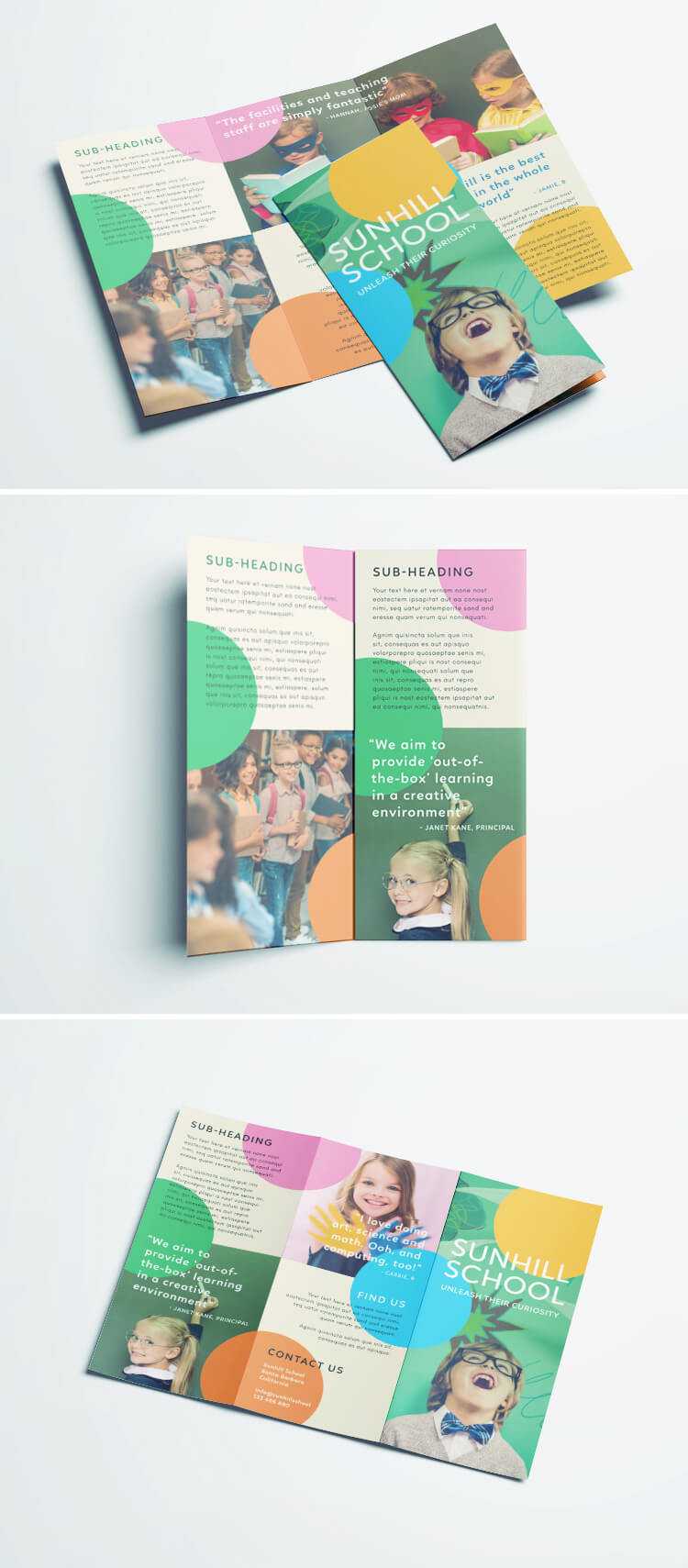 Colorful School Brochure – Tri Fold Template | Download Free Intended For Brochure Templates For School Project