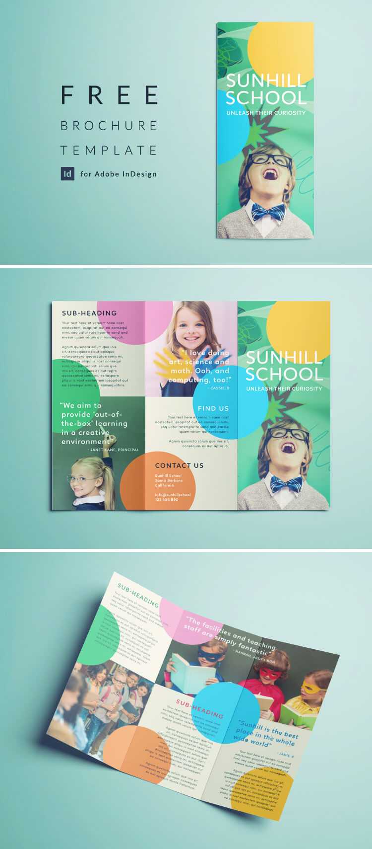 Colorful School Brochure – Tri Fold Template | Download Free Regarding School Brochure Design Templates