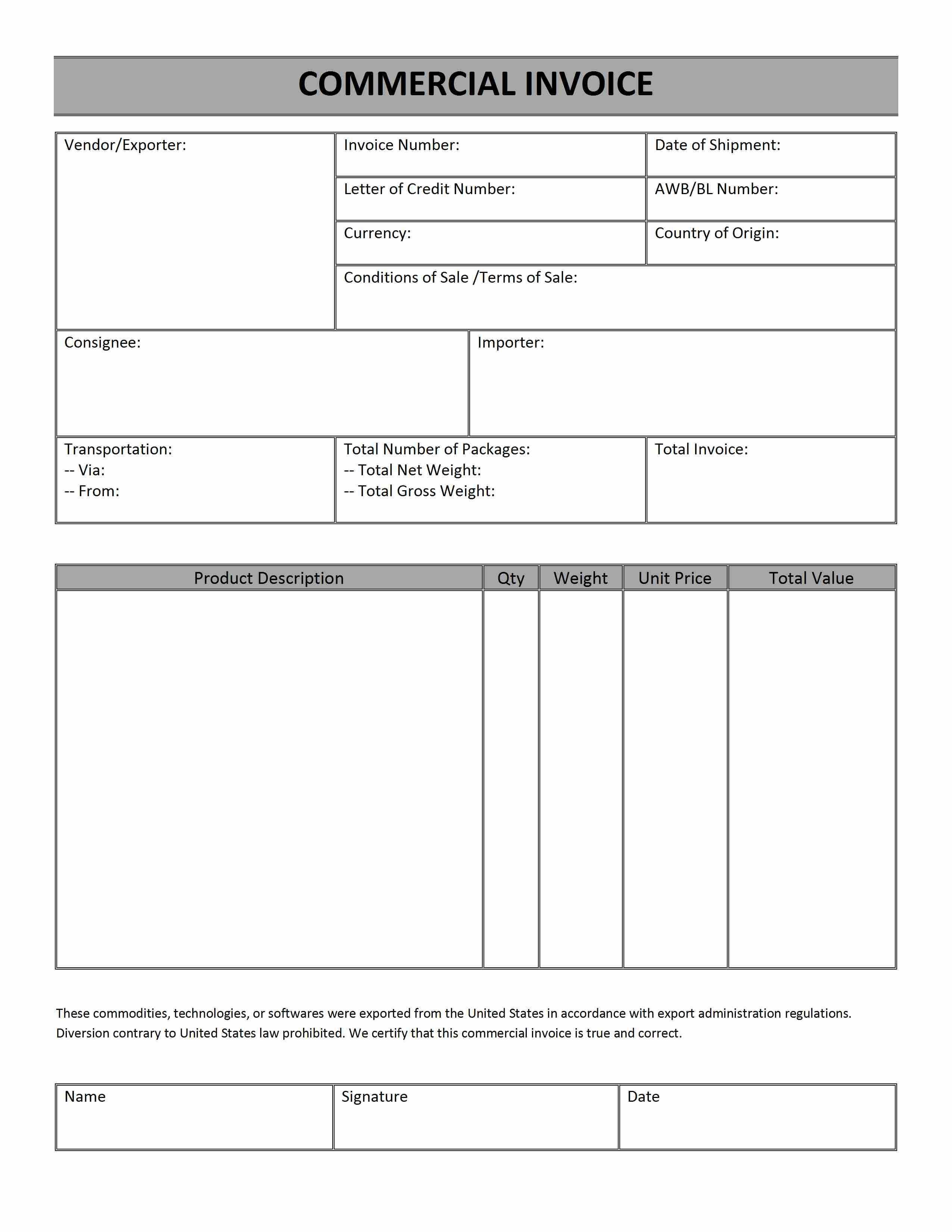 Commercial Invoice Word Templates Free Word Templates Ms For Commercial Invoice Template Word Doc