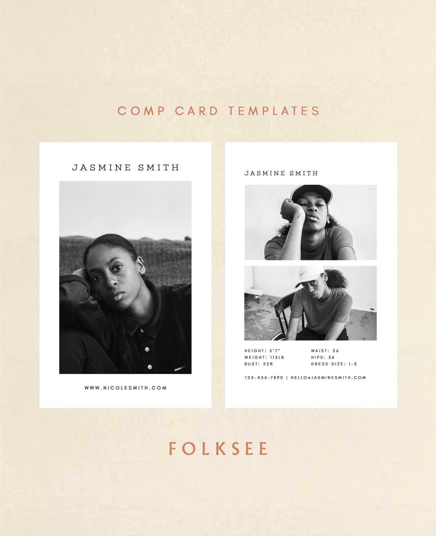 Comp Card Template – Modeling Comp Card – Fashion Comp Card – Zed Card –  Photoshop Template – 5.5X8.5" With Zed Card Template