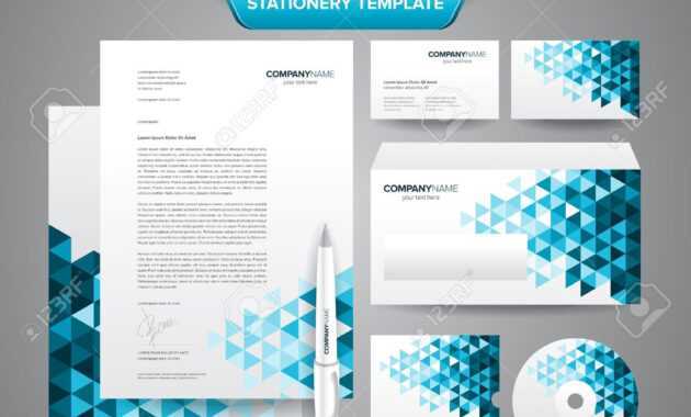 Complete Set Of Business Stationery Template Such As Letterhead,.. throughout Business Card Letterhead Envelope Template