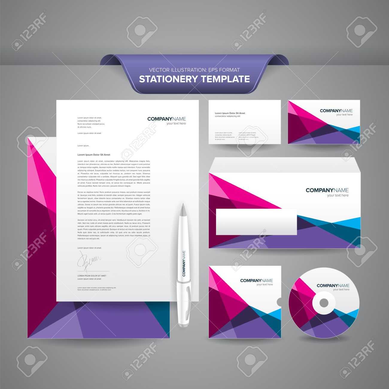 Complete Set Of Business Stationery Templates Such As Letterhead,.. Regarding Business Card Letterhead Envelope Template